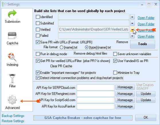 Select DA PA folder - Ser Verified LIsts