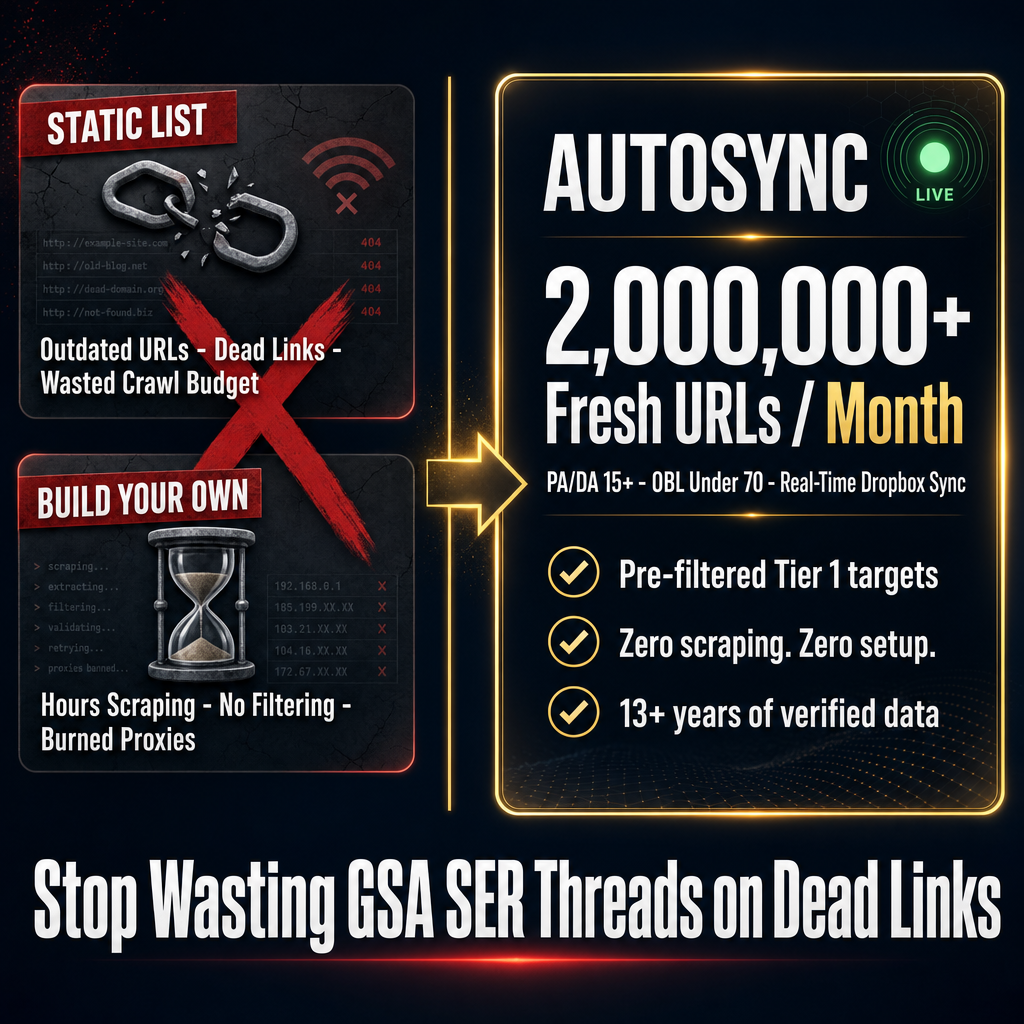 SER Verified Lists AutoSync vs generic static link lists — why real-time delivery wins for GSA SER in 2026